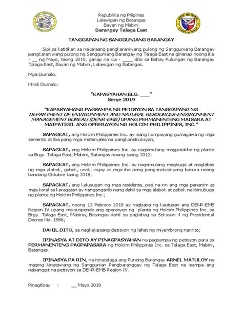 Brgy. Resolution Sample .